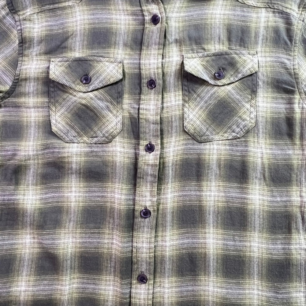 Wild Fable Green Plaid Button Down Shirt XXS NWT Oversized Cotton Flannel Top - Picture 2 of 8